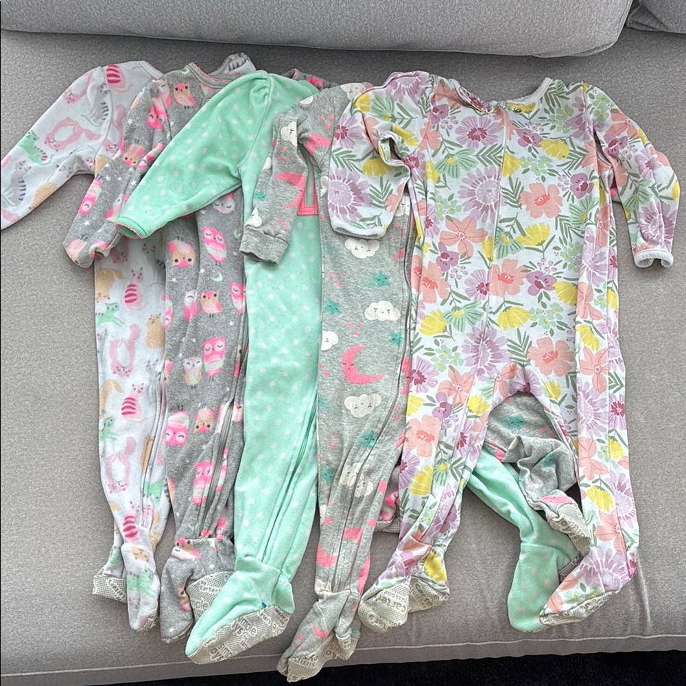 Carter’s Floral and Animal Print Sleepers, Bundle of Five